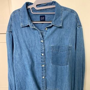 Gap Button down denim blouse Sz XL